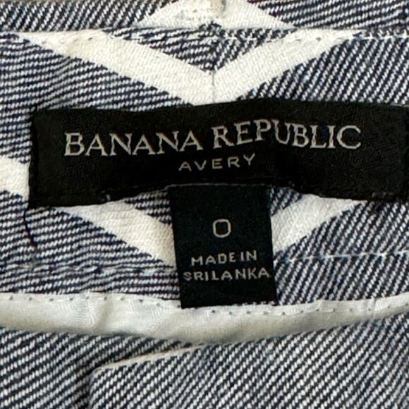 Banana Republic Grey Striped Linen Mid Rise Avery Ankle Length Pants Sz 0 EUC - Picture 5 of 8